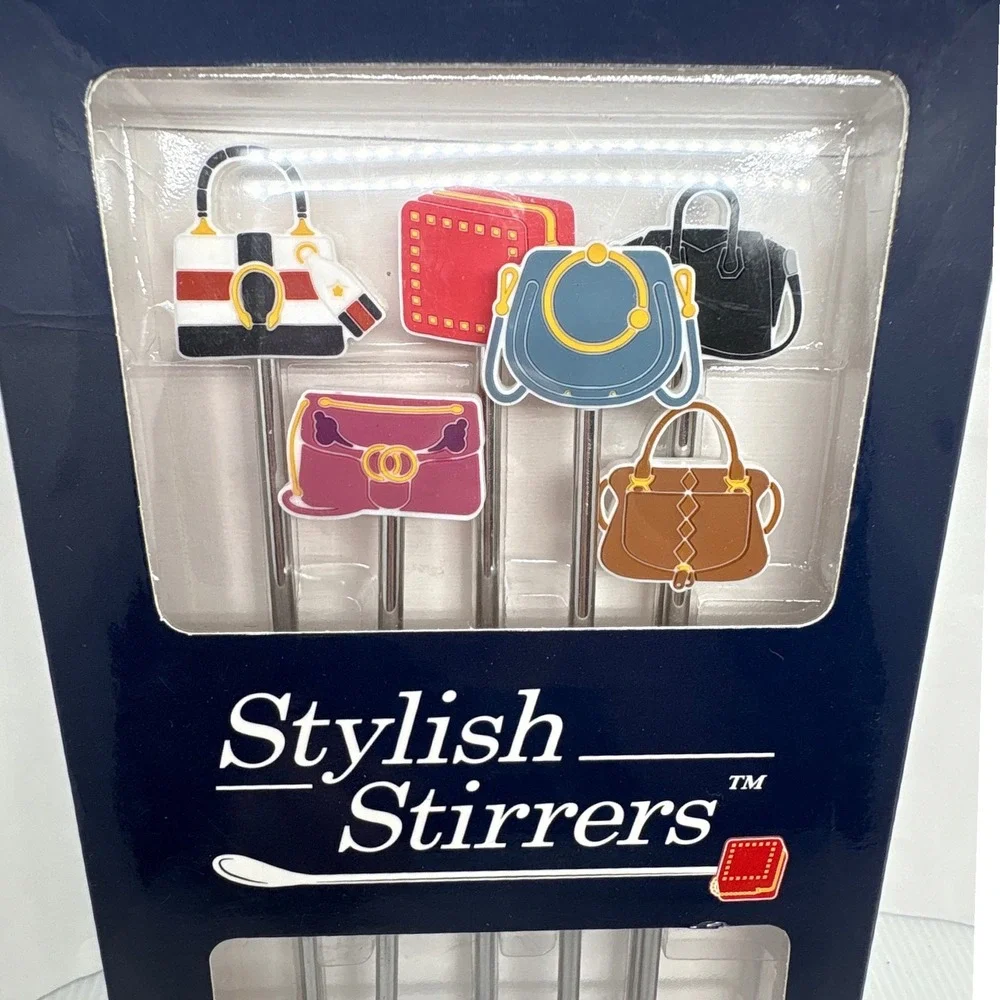 Nod Stylish Stirrers Cocktail Spoons Purse Handbag Design Set of 6 Party Hostess